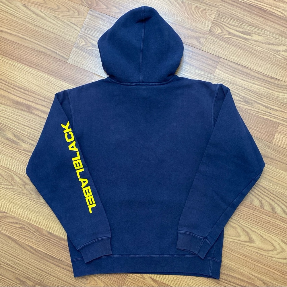 Vintage 90s Black Label Skate Hoodie with Yellow Design Size S USA Made Grunge - Picture 2 of 7